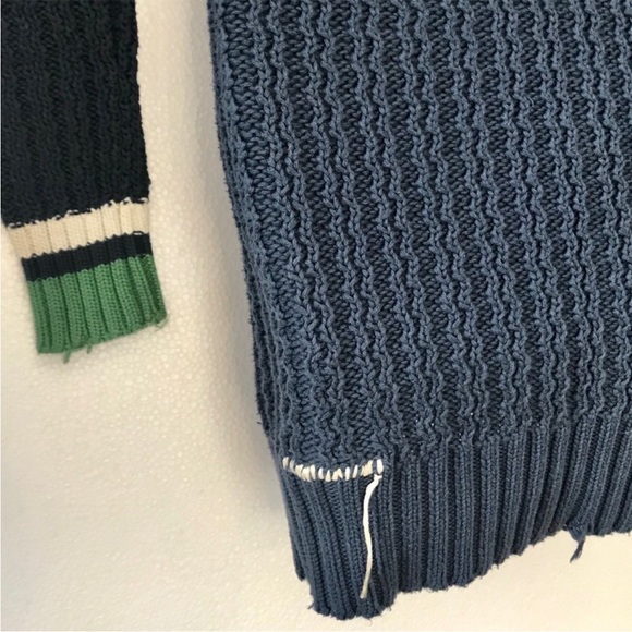 Y2K Vintage Project E Preppy Long Length Chunky Knit Cotton Cardigan Sweater - Picture 4 of 7